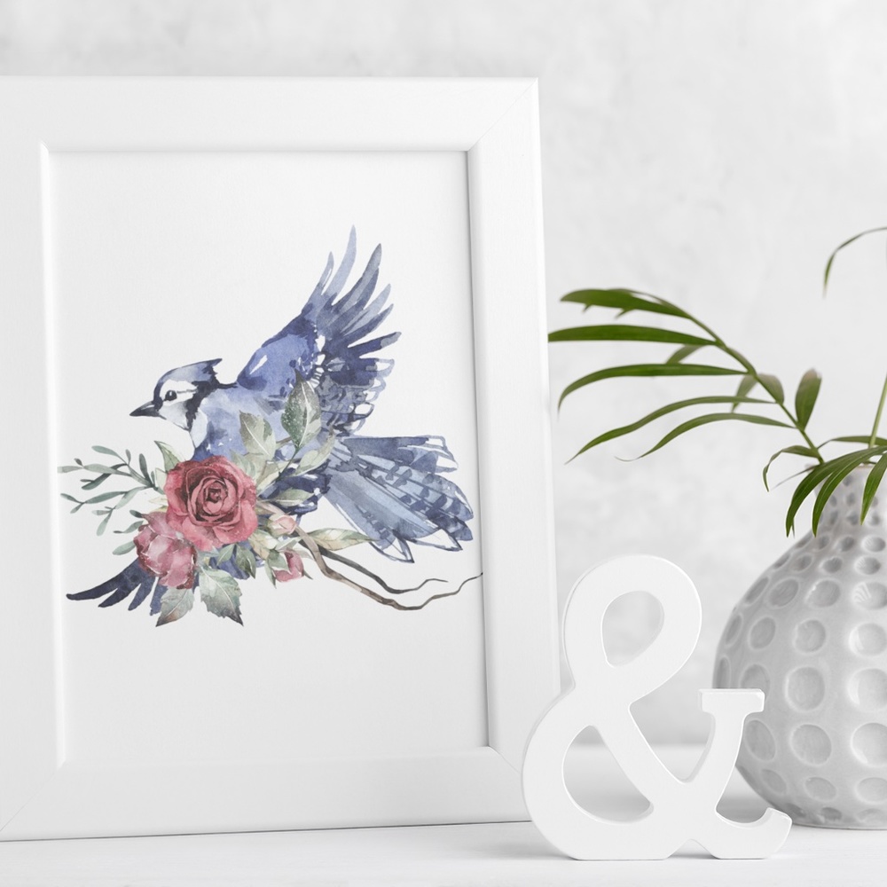 Watercolor Wall Art Blue Jay Illustration Print Poster Unframed - Picture 6 of 17